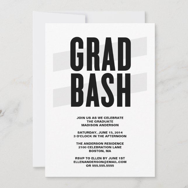 Bash de abono| Invitación a la fiesta de graduació (Anverso)