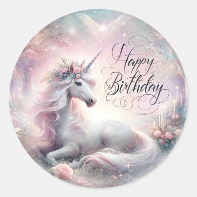 Bash de cumpleaños de Unicornio mágico: Pegatinas (Anverso)
