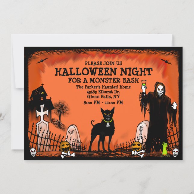 Bash de Halloween - Invitación - Perro de jardín (Anverso)
