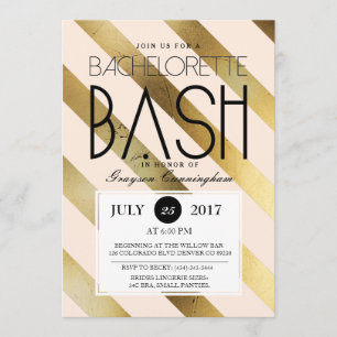 Bash Gold y Rubor Bachelorette   Invitación Fiesta