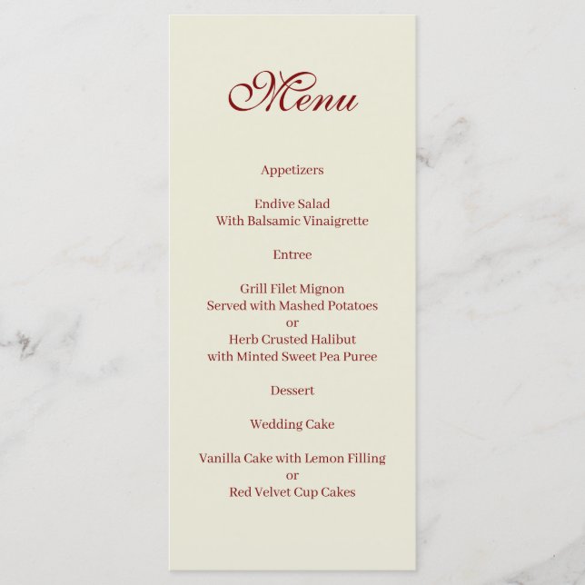 Basic and Elegant beige and burgundy Menu (Anverso)