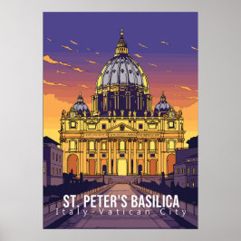 Basílica de San Pedro, poster de arte de viajes
