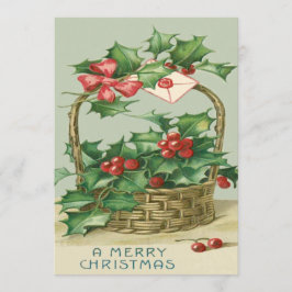 Basket Holly Winterberry Red Ribbon