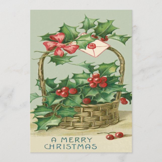 Basket Holly Winterberry Red Ribbon (Anverso)