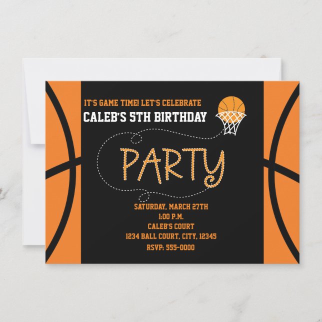 BASKETBALL FIESTA Typografía Invitación al cumplea (Anverso)