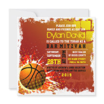 BASKETBALL GRUNGE Bar Mitzvah Invitación