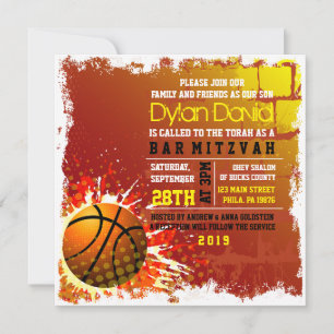 BASKETBALL GRUNGE Bar Mitzvah Invitación