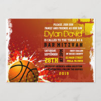 BASKETBALL GRUNGE Bar Mitzvah Invitación