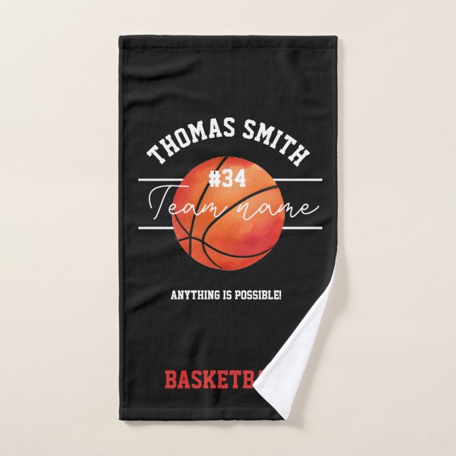 Basketball Team Hand Towel –Custom Player or Coach (Toalla de mano)