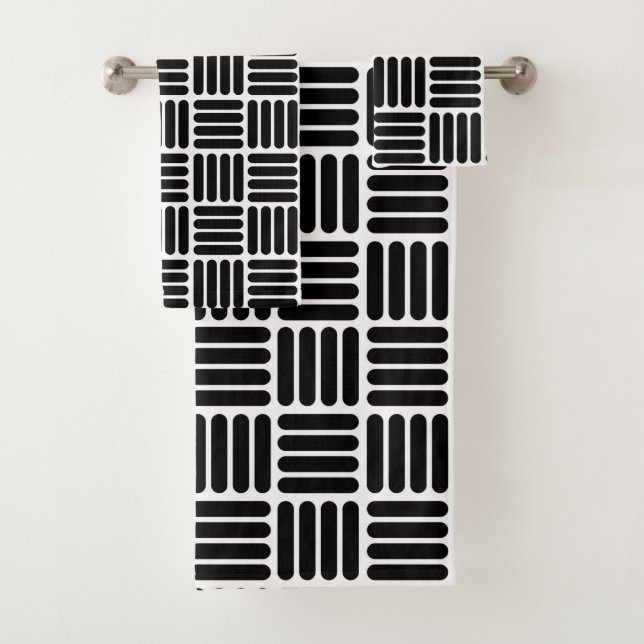 Basketweave blanco y negro moderno inspiró la raya (In situ)