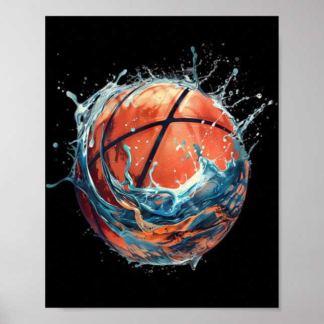 Básquetbol arte Baloncesto Lover Drawing Waterc (Frente)