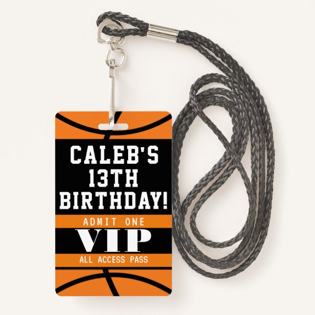 Básquetbol Partido de Cumpleaños Tarjeta VIP de Pa (Anverso son cordón)
