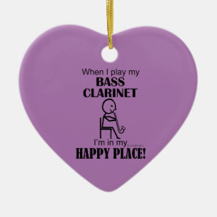 Bass Clarinet Happy Place Ornamento cerámico