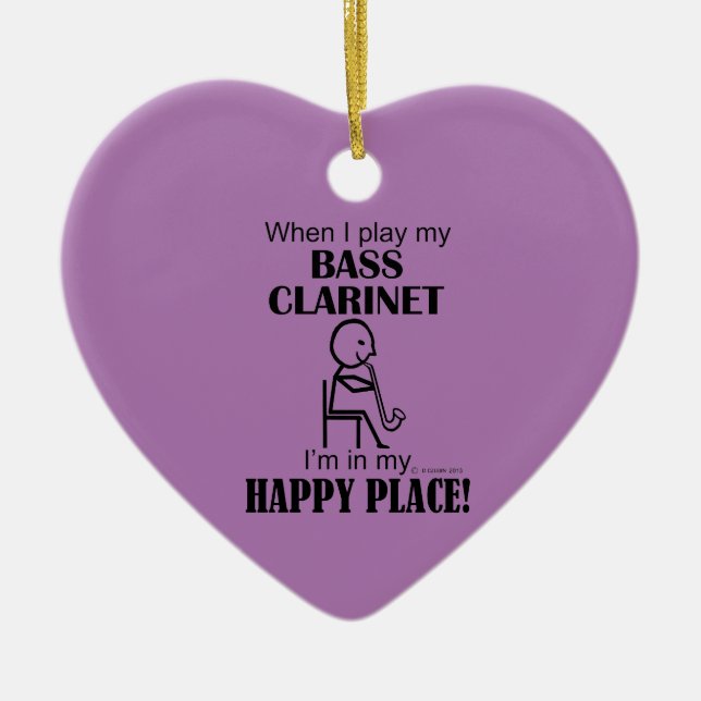 Bass Clarinet Happy Place Ornamento cerámico (Frente)