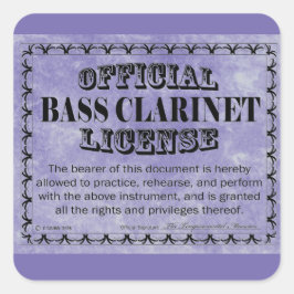 Bass Clarinet License Square Pegatina