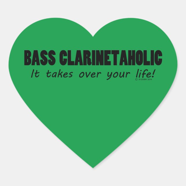 Bass Clarinetaholic Life Heart Pegatina (Anverso)