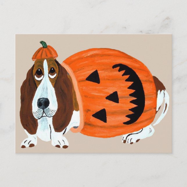 Basset En La Postales De La Calabaza (Anverso)