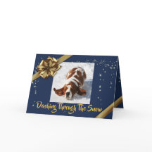 Basset en la tarjeta de vacaciones de Navidades en