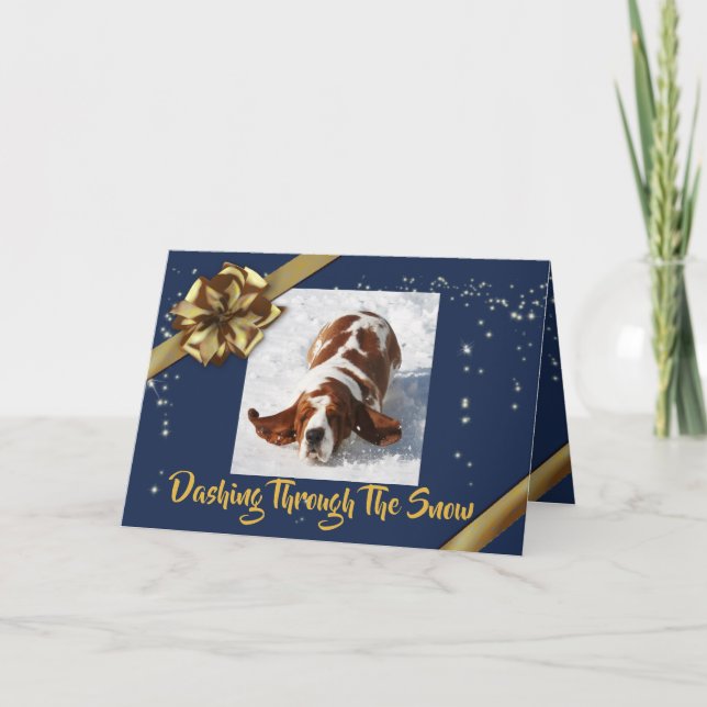 Basset en la tarjeta de vacaciones de Navidades en (Anverso)