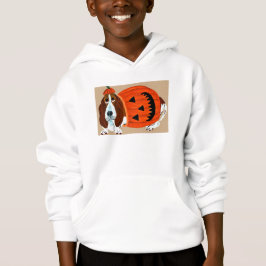 Basset Hound con disfraz de Jack-o-lantern de Hall