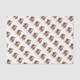 Basset Hound con el papel seda del bastón de