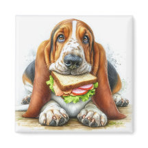 Basset Hound con imán de sandwich