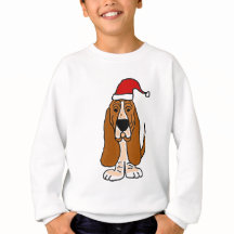 Basset Hound divertido en arte del navidad del