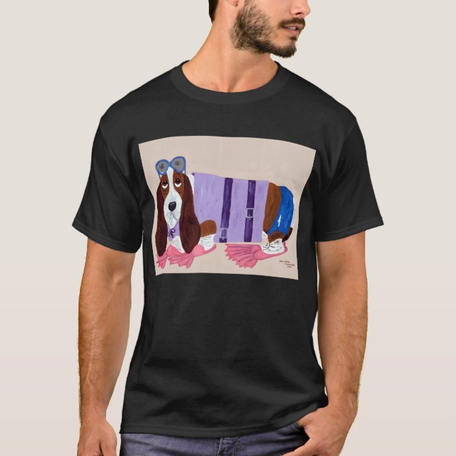 Basset Hound en camiseta de aletas (Anverso)