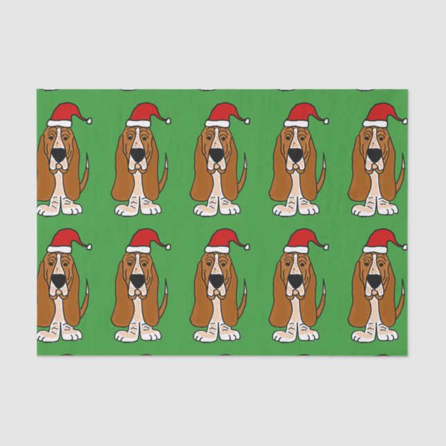 Basset Hound en papel seda del navidad del gorra (Anverso)