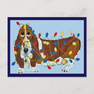 Basset Hound Enredado En Luces De Navidad