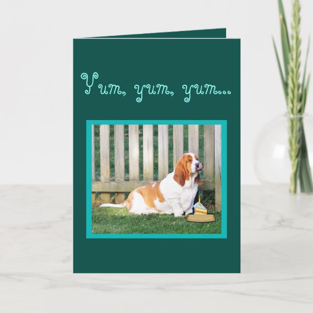 Basset Hound lindo y divertido en la tarjeta de (Anverso)