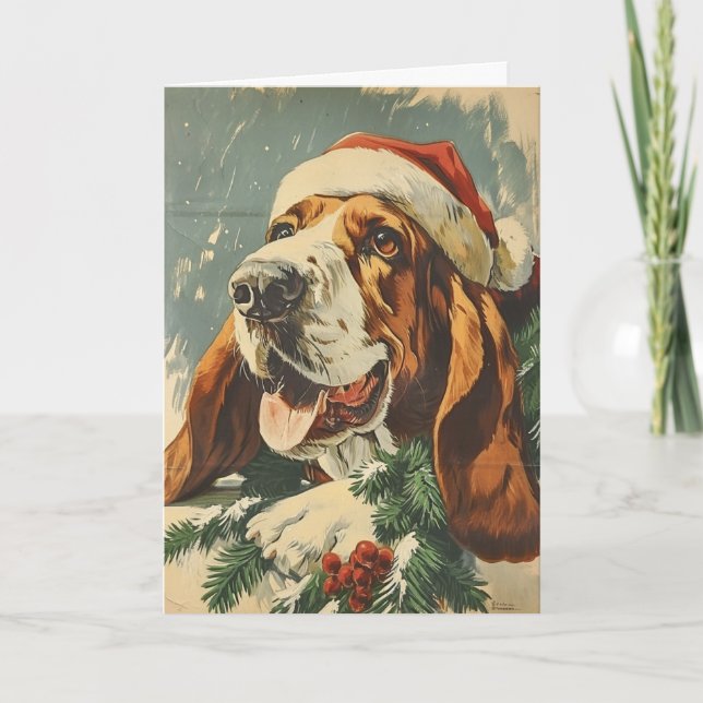 Basset Hound Navidad personalizada vintage (Anverso)