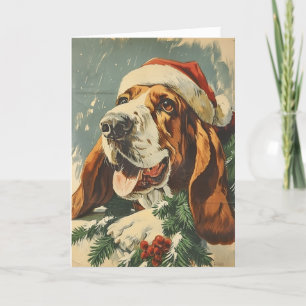Basset Hound Navidad personalizada vintage