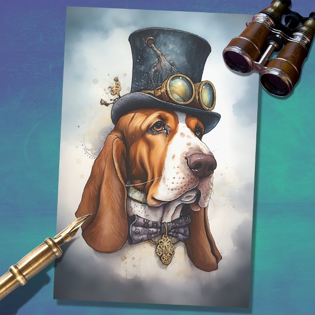 Basset Hound Steampunk 3 Papel de desconfianza (Subido por el creador)