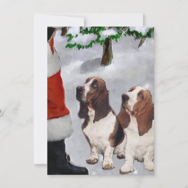 Basset Hounds Conoce la Tarjeta de Navidades Santa (Anverso)