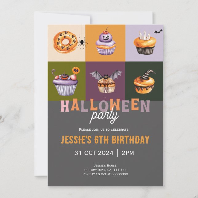Bastante de Halloween o invitaciones de cumpleaños (Anverso)