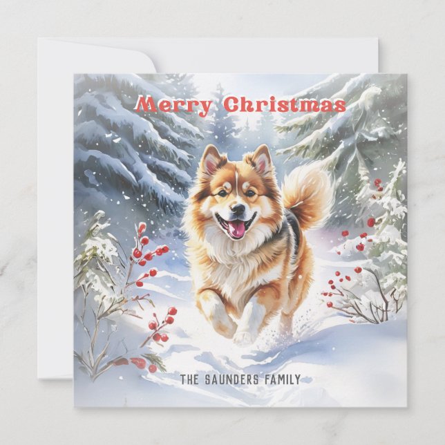 Bastante dulce Lapphund Dog Nieve Feliz Navidad (Anverso)