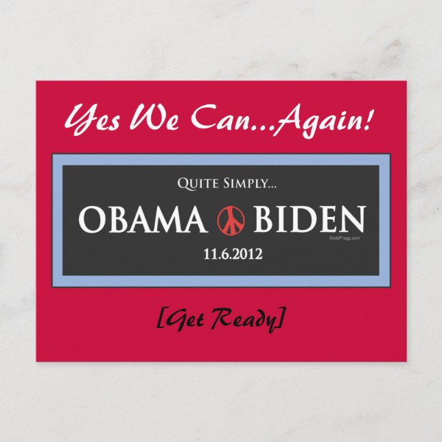 Bastante simple tarjeta postal de OBAMA BIDEN 2012 (Anverso)