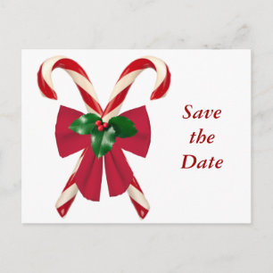 Bastones de caramelo cruzados con la postal del