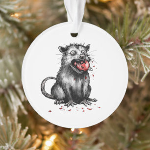 Basura de Navidad Oposum Comiendo Adorno de Vidrio