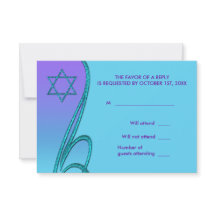 Bat azul morado y Verde azulado Mitzvah RSVP