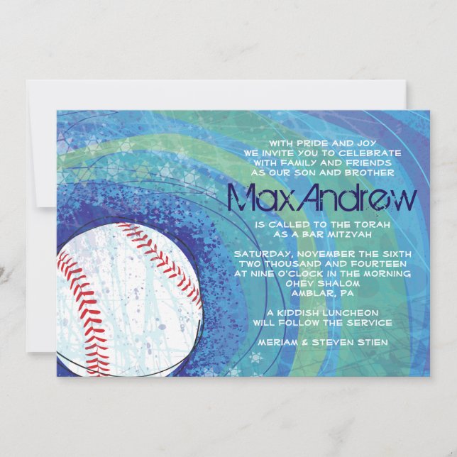 Bat Mitzvah Bar BASEBALL CRAZE Invitación (Anverso)