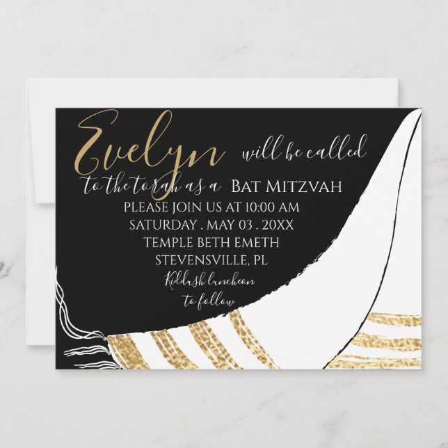 Bat Mitzvah Bar Mitzvah Elegant Invitación (Anverso)