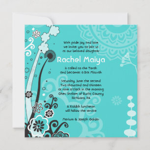 Bat Mitzvah Bat FLORAL BOLD & BAUTIFUL Invitación