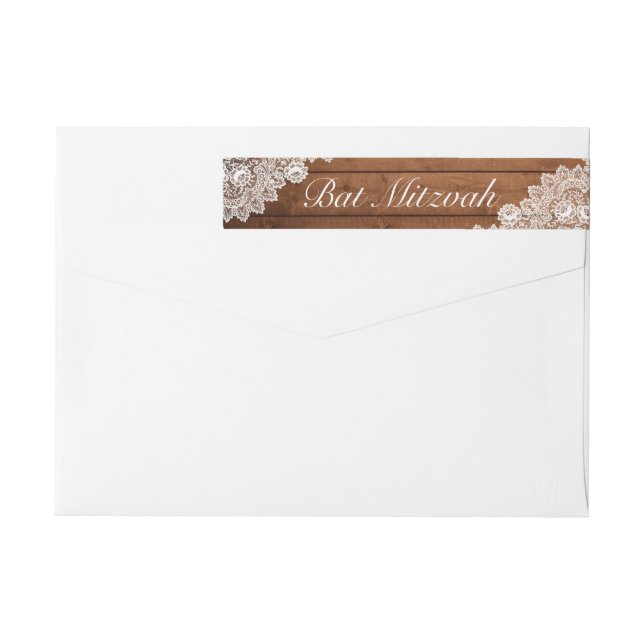 Bat Mitzvah Birthday, Rustic Wood & White Lace Bar (Reverso)