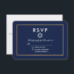 Bat Mitzvah Blue and Gold RSVP<br><div class="desc">Tarjeta Bat Mitzvah Blue and Gold RSVP</div>