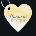 BAT MITZVAh etiqueta de favor color de agua amaril<br><div class="desc">por kat massard >>> https://linktr.ee/simplysweetpaperie <<< Una etiqueta con forma de corazón adorable es perfecta para etiquetas de favores para su evento especial.</div>