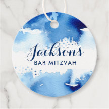 BAT MITZVAh etiqueta de favor moderna color azul o