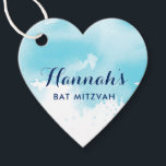 BAT MITZVAh etiqueta favorecedora moderna acua azu<br><div class="desc">por kat massard >>> https://linktr.ee/simplysweetpaperie <<< Una etiqueta con forma de corazón adorable es perfecta para etiquetas de favores para su evento especial.</div>