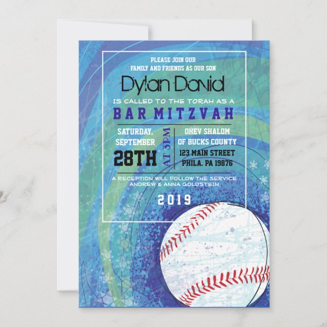 Bat Mitzvah Invitación a BASEBALL CRAZE Bar (Anverso)